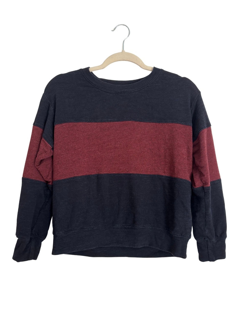 Sundry Navy & Burgundy Colorblock Crew Sweatshirt